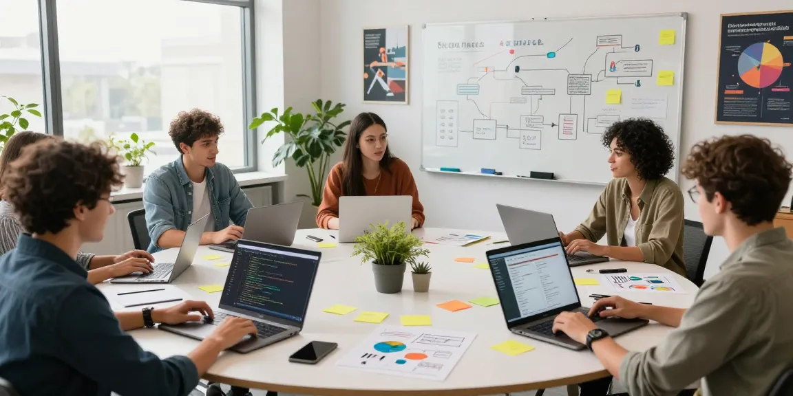 Developers collaborating in a vibrant office for the WPS Official Website, showcasing teamwork and innovation.