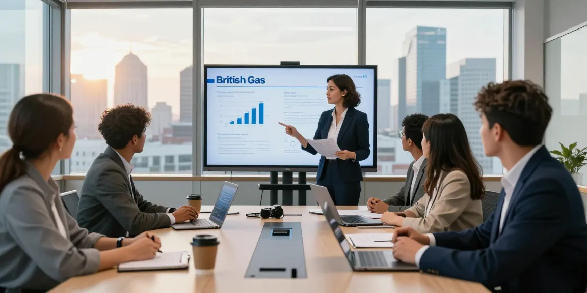 Team discussing British Gas business gas benefits in a modern office meeting.